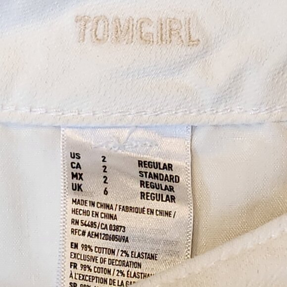 AMERICAN EAGLE Tom Girl Stretch Distressed Button Fly White Jeans - Sz 2 - Picture 8 of 8